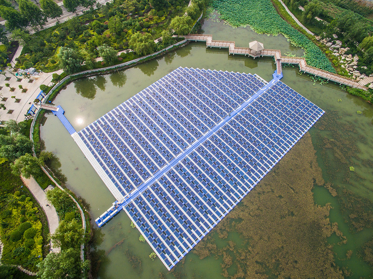 金年會科技山東濟寧300千瓦水面漂浮分布式光伏電站